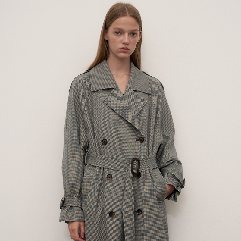 MH7 1159 TRENCH CHECK RING COAT_GN